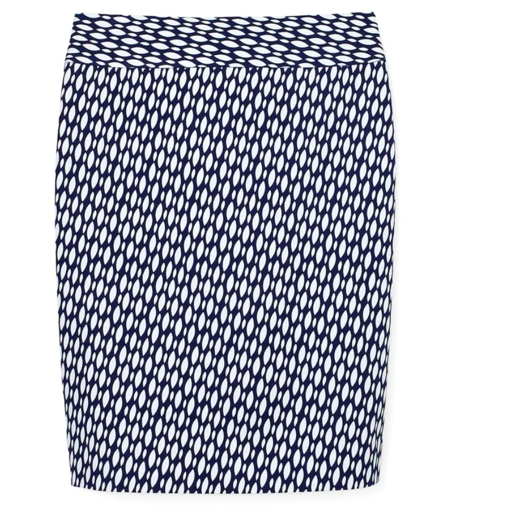Banana Republic Navy and White Geometric Print Sloan Skirt Size 2